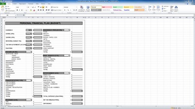 Excel Personal Budget Plan